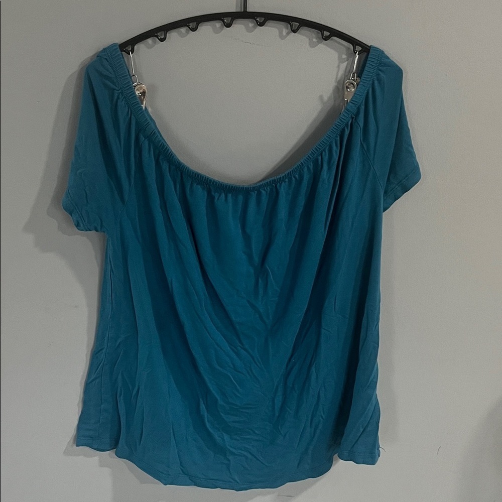 Old Navy Teal Off The Shoulder Blouse Large